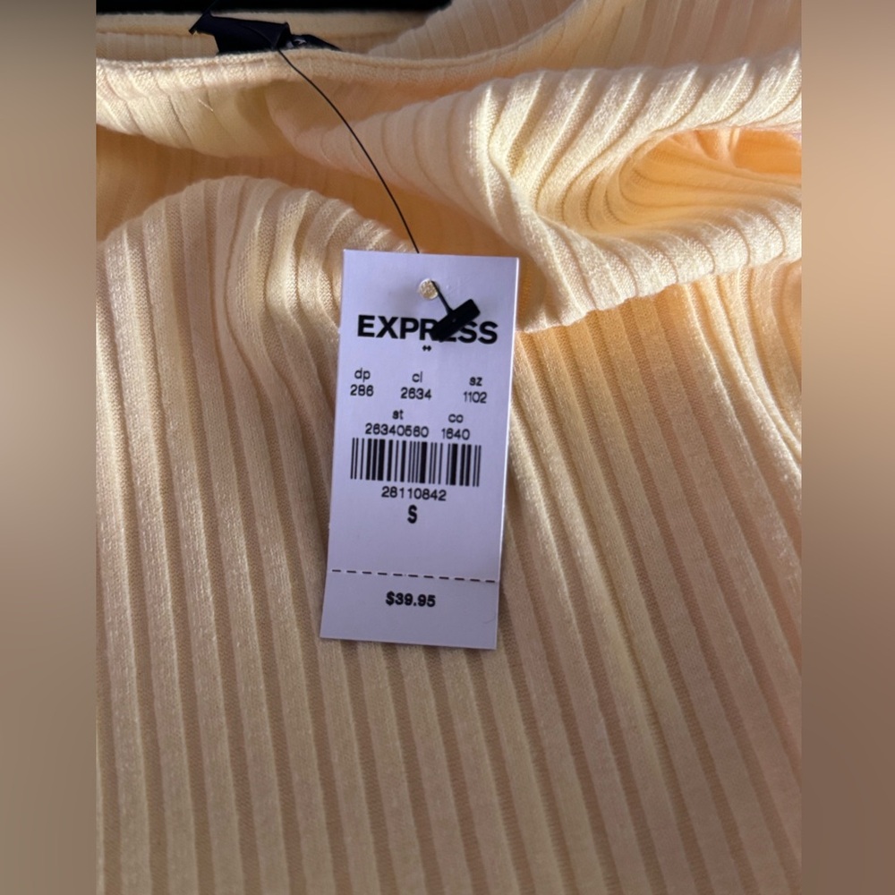 Express women’s Ribbed Short-Sleeve One-Piece Bodysuit in Yellow - Picture 4 of 4